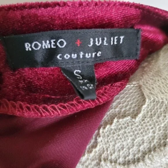 Romeo & Juliet Couture Burgundy Velvet Choker Dress Sz S - Picture 8 of 14